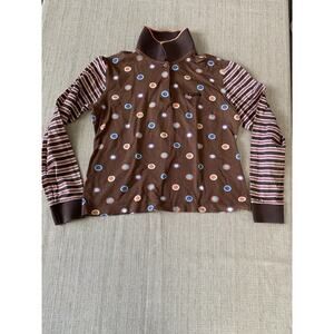 METROCITY GOLF Italy Polo Shirt Polka DOTS Blue Peach White on BROWN Kids 2